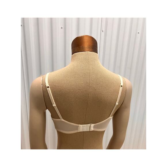 B.Tempt'd Bra 36DD Lacy Bow Cream Pink Underwire Padding Sexy Feminine Hook - Picture 4 of 8